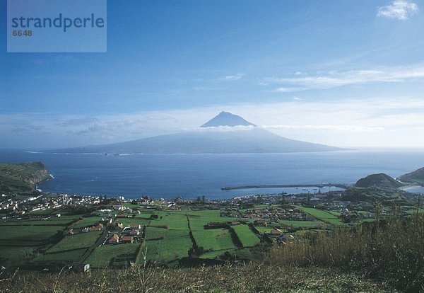 Erhöhte Ansicht der Stadt  Horta  Azoren  Faial  Portugal