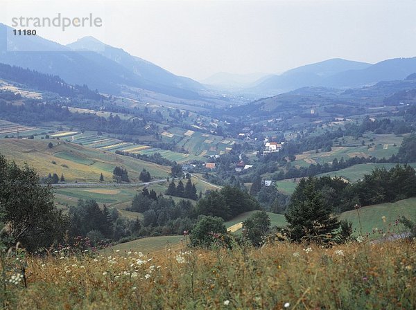 Erhöhte Ansicht des Dorfes in ein Tal  Tatra-Gebirge  Slowakei