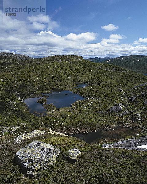 Erhöhte Ansicht der See  Fjell See  Telemark  Norwegen