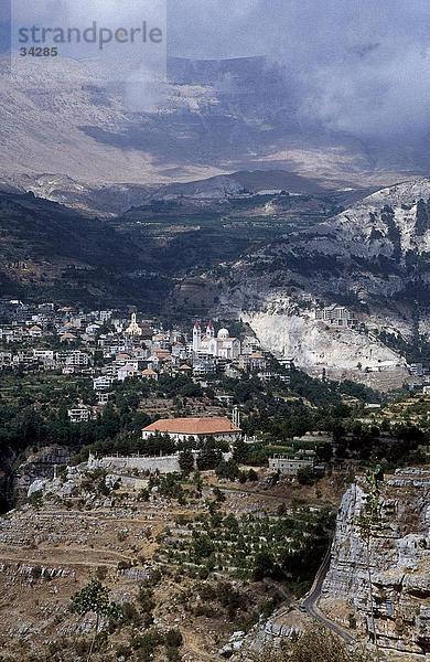 Erhöhte Ansicht der Stadt  offizieller Tal  Libanon  Naher Osten