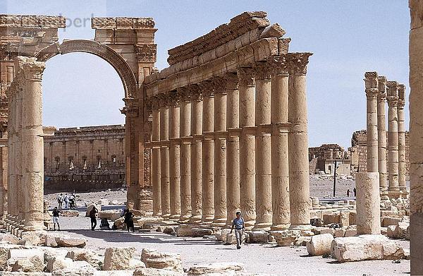 Ruinen von Säulen des Tores  Hadrianstor  Palmyra  Syrien