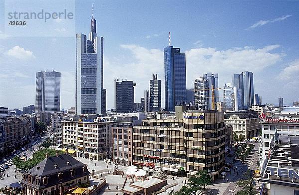 Erhöhte Ansicht des Rathausplatzes  Hauptwache  Frankfurt  Hessen  Deutschland