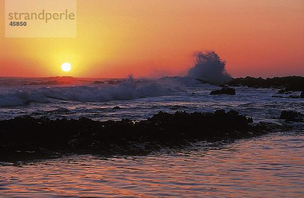 Ozean bei Sonnenuntergang  Tsitsikamma National Park  Eastern Cape  Südafrika