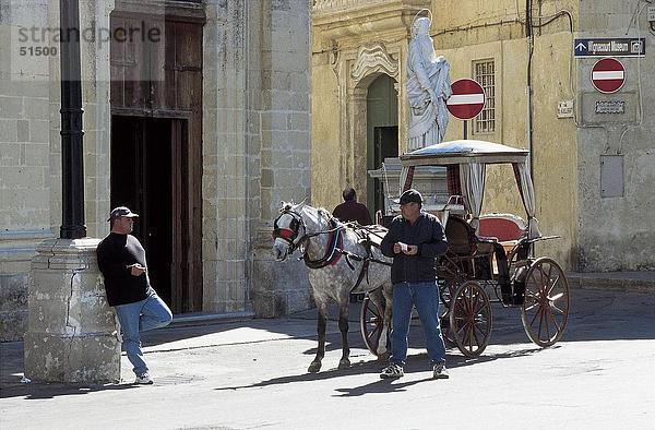 Zwei Kutscher warten in der Nähe von Beförderung  Rabat  Malta