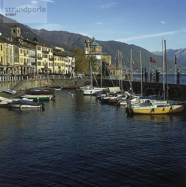 Boote im Hafen  Cannobio  Lago Maggiore  Piemont  Italien