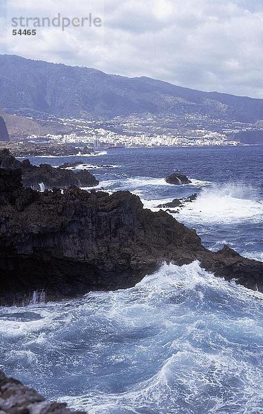 Felsen Küste Zusammenstoß Kanaren Kanarische Inseln Spanien