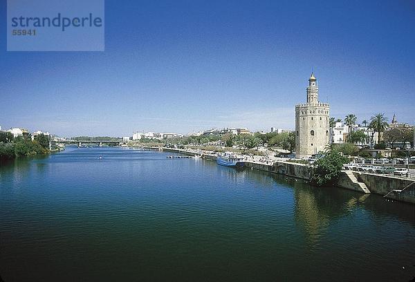 Erhöhte Ansicht des Guadalquivir Fluss  Spanien  Europa