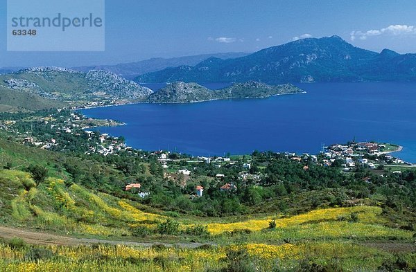 Erhöhte Ansicht der Stadt an der K??ste  Mugla  Bozburun Halbinsel  Marmaris  Türkei