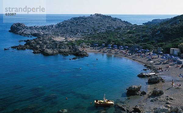 Strand Tourist Ansicht Luftbild Fernsehantenne Faliraki Griechenland