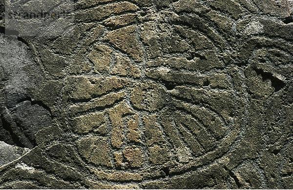 Nahaufnahme der Petroglyphen auf Stein  Kanaren  La Palma  Kanarische Inseln  Spanien