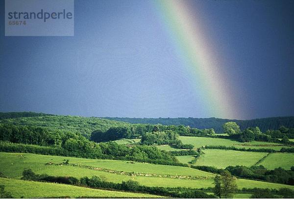 Regenbogen über Landschaft  Morvan  Burgund  Frankreich