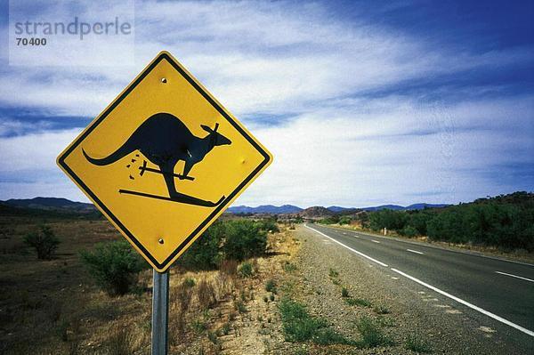 Nahaufnahme der Kangaroo Kreuzung Zeichen