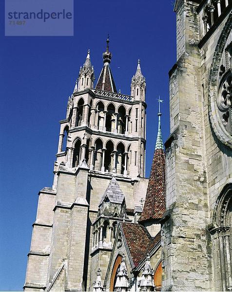 Europa Kathedrale Kirchturm Lausanne Schweiz Kanton Waadt
