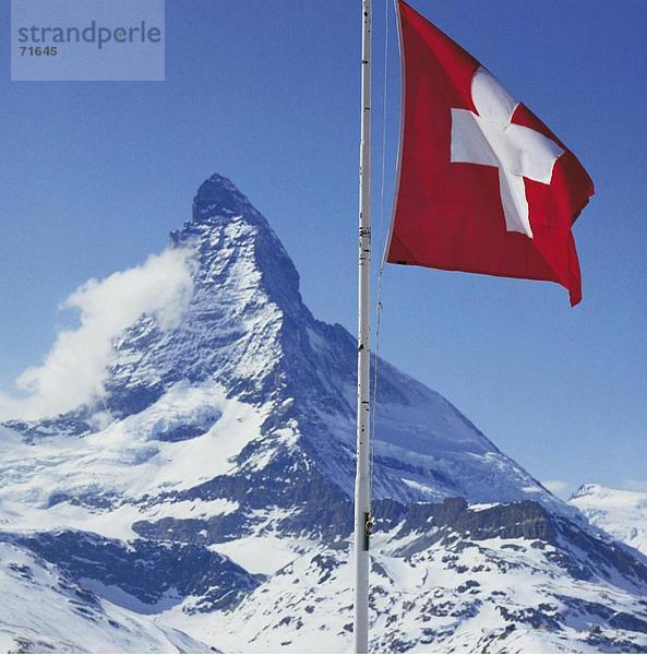 10107119  Matterhorn  Sehenswürdigkeit  Berg  Schweizer  Flagge  Banner  Wallis  Schweiz  Europa