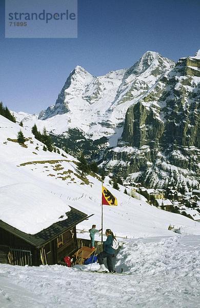 Hütte Berg Winter Chalet Alpen Eiger Berner Oberland Kanton Bern Schnee