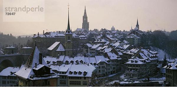 10213084  Abend Stimmung  Stadt  Stadt  Bern  Schweiz  Europa  Dächer  Munster  Schnee  Schweiz  Europa  Überblick  Winter