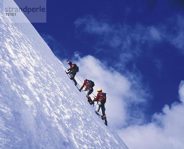 10225780  Anseilen  Bergsteigen  Sport und Fitness  Gletscher  Gruppe  Österreich  Europa  Pitztal  Schnee-Wand  steil  Taschacheiswand