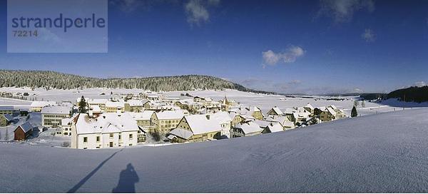 Panorama Europa Winter Wohnhaus Gebäude Draufsicht Schnee Schweiz