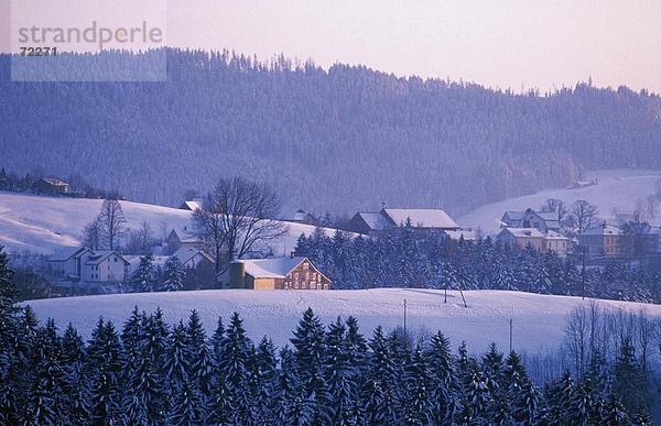 Landschaftlich schön landschaftlich reizvoll Europa Winter Wohnhaus Baum Gebäude Hügel Feld Schnee Schweiz