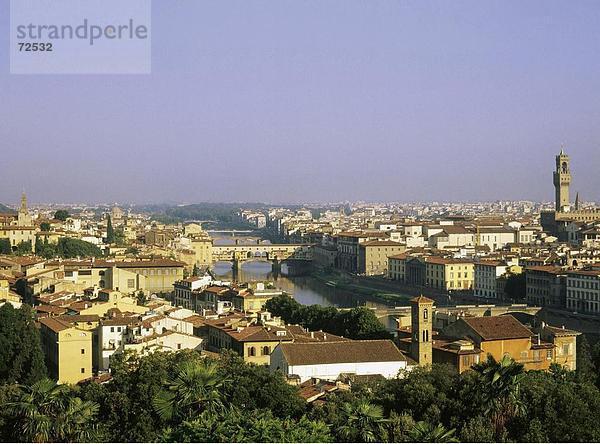 10313124  Arno  Bäume  Brücken  Dächer  Florenz  Italien  Europa  Kuppel  morgen  Stimmung  Überblick