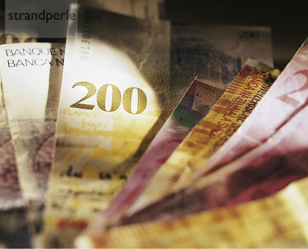 10354909  Banknoten  Rechnungen  diversifiziert  Geldschein  Rechnung  Nahaufnahme  Schweiz  Europa  Währung  200  Finanzen