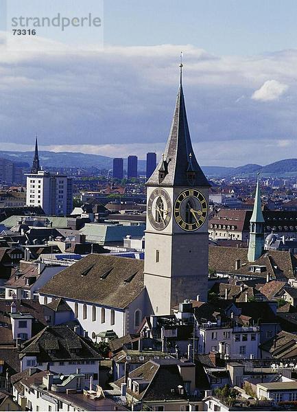 10488494  Old Town  Richtung Limmattal  Schweiz  Europa  St. Peter-Kirche  Überblick  Stadt  City  Zürich