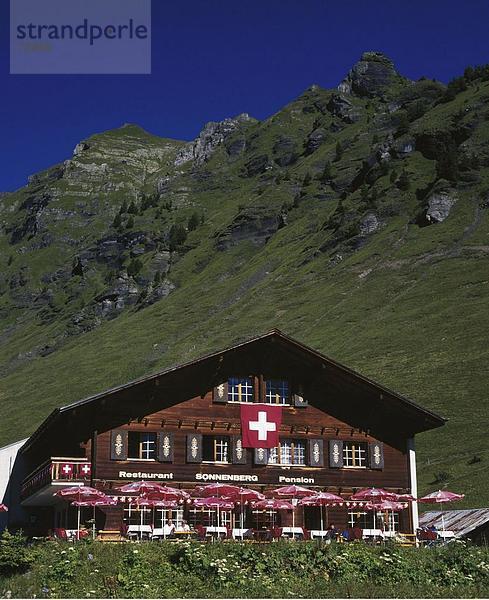 Berg Wohnhaus Restaurant Alpen Schweiz Holzhaus
