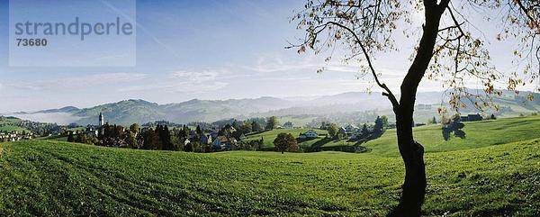 10533362  Appenzell  Dorf-Speicher  Lager  Berg  Landschaft  Panorama  Schweiz  Europa  Sonne  Stimmung  Weitwinkel