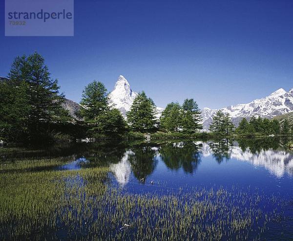 10558066  Bäume  Bergsee  Meer  Grindjisee  Landschaft  Matterhorn  Sehenswürdigkeit  Berg  Schweiz  Europa  Wallis  Schweiz