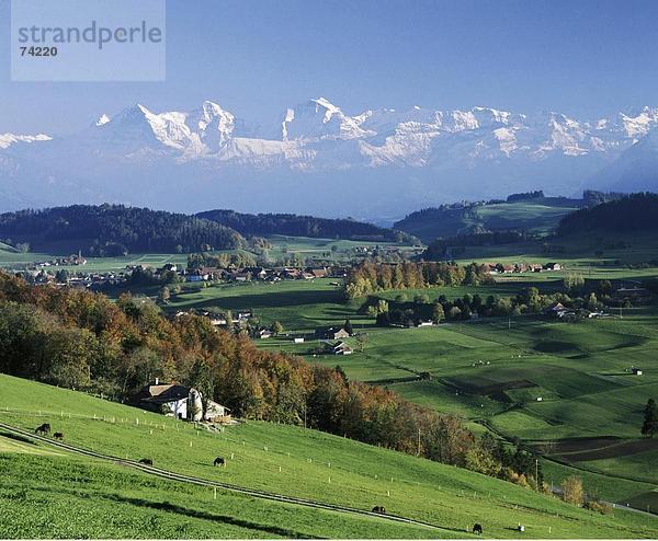 Landschaftlich schön landschaftlich reizvoll Europa Berg Alpen sehen blicken Eiger Kanton Bern Mönch Schweiz