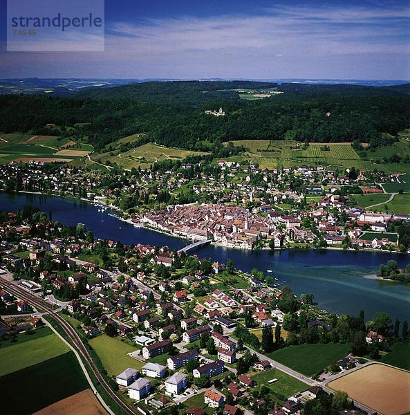 10623981  Landschaft  Luftaufnahme  Luftaufnahme  Rhein  River  Fluss  Schaffhausen  Stadt  Stadt  Stein am Rhein  Schweiz  Europ