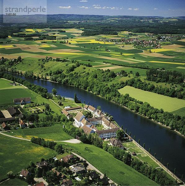 10623987  Klinik  Kloster  Landschaft  Luftaufnahme  Luftaufnahme  Rhein  River  Fluss  Schweiz  Europa  Saint-Katherinental