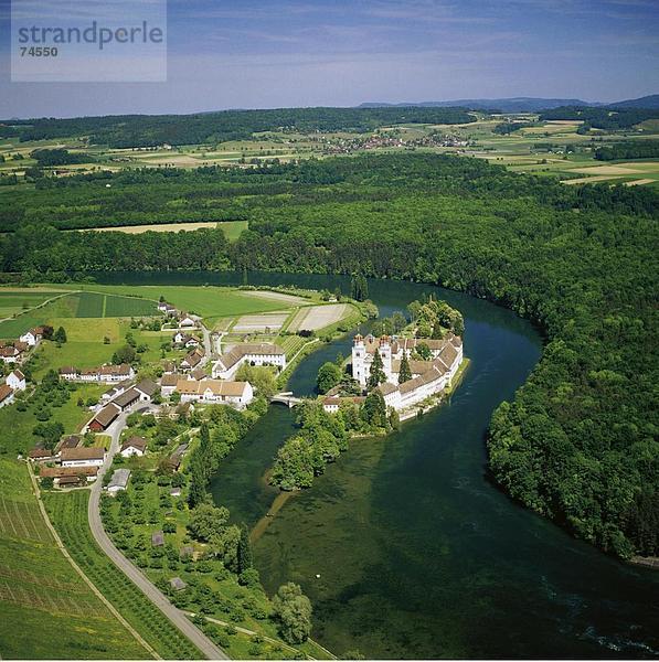 10623998  Kloster  Landschaft  Luftaufnahme  Luftaufnahme  Rhein  River  Fluss  Rheinau  Schweiz  Europa  Zürich