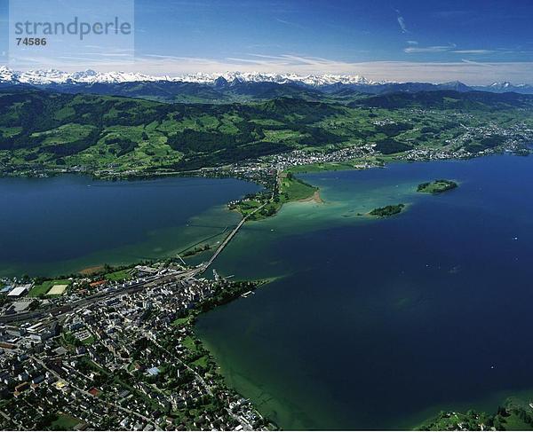 10625269  Alpenpanorama  Luftaufnahme  Luftaufnahme  Landschaft  Lutzelau  Rapperswil  Lake dam  St. Gallen  Ufenau  Zürich-See