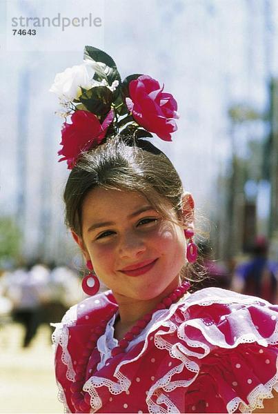 10628346  Andalusien  Tradition  Fiera  Jerez  Kleidung  traditionelle  Mädchen  Porträt  Spanien  Europa