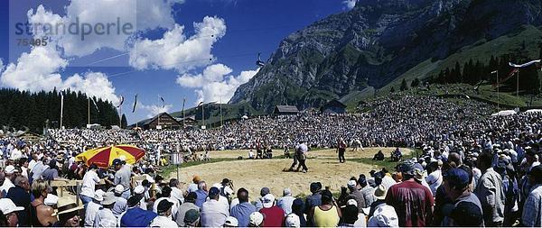 10635426  Panorama  Schwagalp  Swiss wrestling  Schaukeln  schwingen  Party  Sport  Zuschauer  Schweiz  Europa  östlichen Switzer