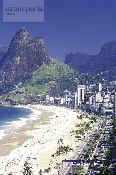 10637955  Strand  Berge  Brasilien  Südamerika  Hill  Ipanema und Leblon Strand  Küste  Meer  Rio De Janeiro  Stadt  Stadt  str