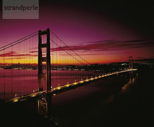 Hängebrücke Gebäude Brücke Kalifornien Abenddämmerung Golden Gate Bridge Dämmerung