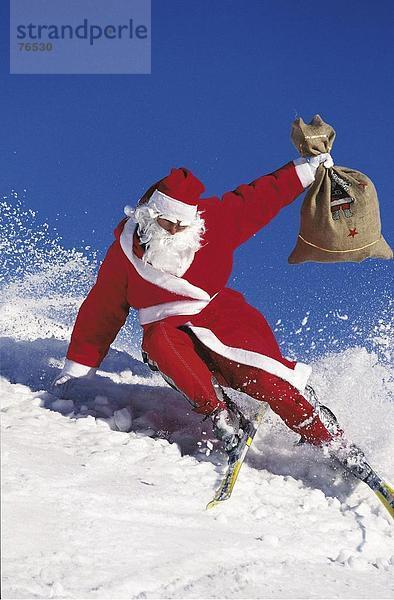 Weihnachtsmann amüsieren Berg Tasche Humor Aktion Kostüm - Faschingskostüm Hang Schnee