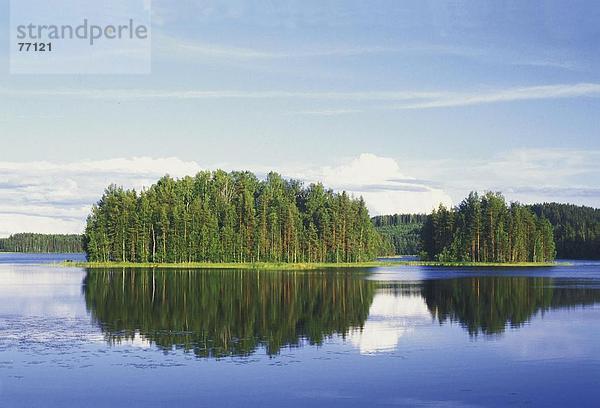 Landschaftlich schön landschaftlich reizvoll Spiegelung Wald See Meer Natur Holz Insel Nadelwald Finnland