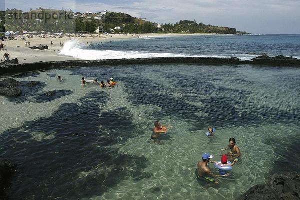 Strand baden Schutz Küste Meer Steg Indischer Ozean Indik
