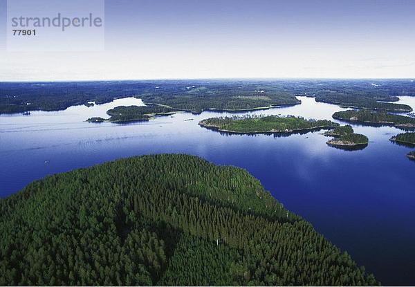 Landschaftlich schön landschaftlich reizvoll See Meer Holz Insel Draufsicht Luftbild Finnland Savonlinna Gewässer