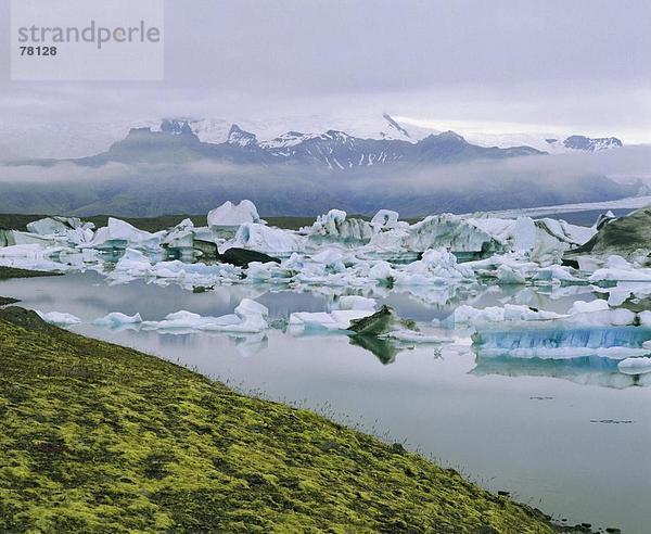 10651080  Eis  Gletscher  Gras  Island  Jokulsarlon  Landschaft  See  Meer  Stimmung  Wasser