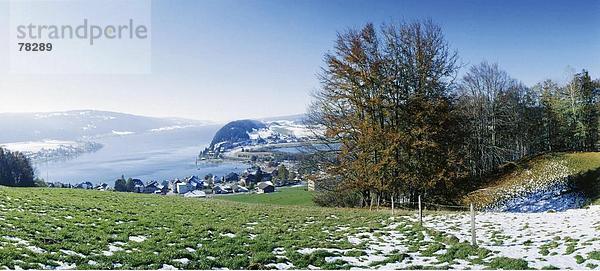 Panorama Landschaftlich schön landschaftlich reizvoll Europa See Meer Herbst Kanton Jura Schnee Schweiz Kanton Waadt