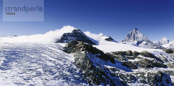 Landschaftlich schön landschaftlich reizvoll Europa Berg Matterhorn Gletscher Alpen Sehenswürdigkeit Panorama Schweiz Kanton Wallis