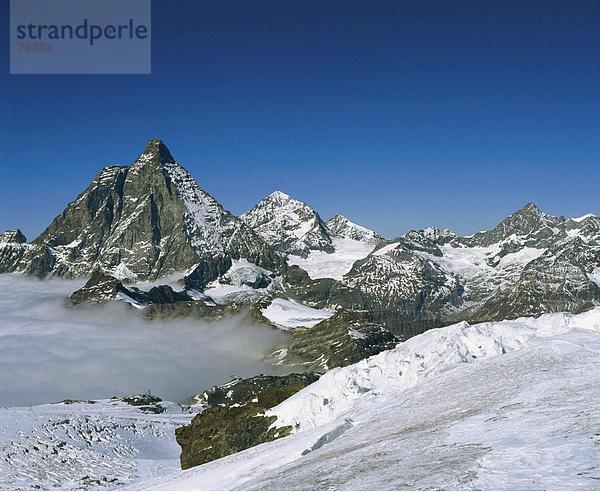 Landschaftlich schön landschaftlich reizvoll Europa Berg Matterhorn Alpen sehen Sehenswürdigkeit blicken Schweiz Kanton Wallis