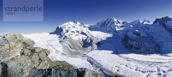Panorama Landschaftlich schön landschaftlich reizvoll Europa Berg Alpen Monte Rosa Schweiz Kanton Wallis