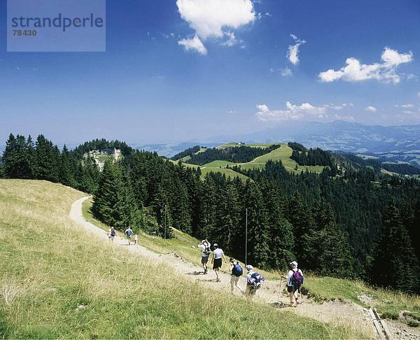 Landschaftlich schön landschaftlich reizvoll Europa gehen Hügel Wald Holz Kanton Luzern Schweiz