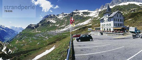 Panorama Berg Menschlicher Vater Auto Alpen Kanton Uri Klausenpass
