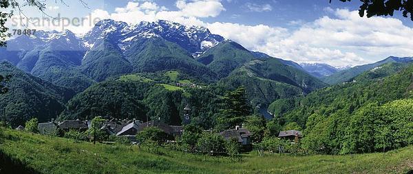 Panorama Landschaftlich schön landschaftlich reizvoll Berg Alpen Euro Schweiz Kanton Tessin